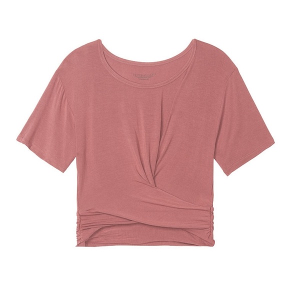NWOT Victoria’s Secret VS Dusty Rose Pink Modal Twist-Tie Short Sleeves Tee - Picture 4 of 11